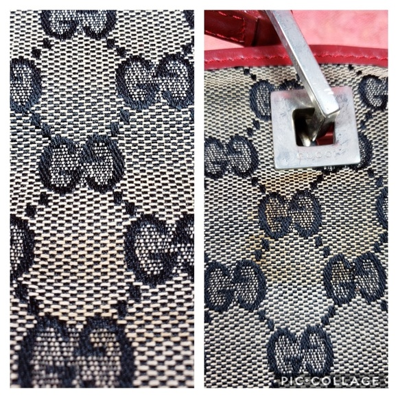 Gucci w Red leather accents Tote Bag - Picture 5 of 8